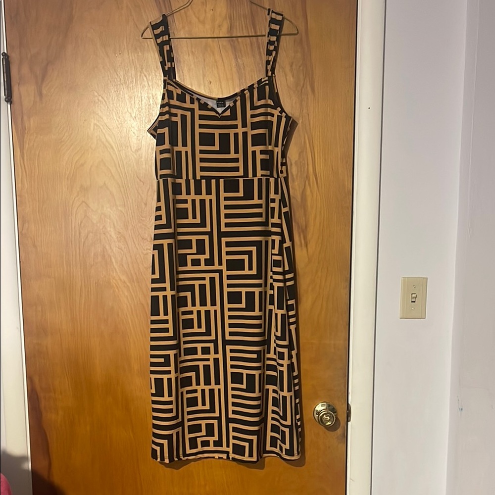 Geometric Black and Tan Dress